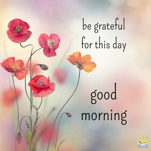 Be grateful for this day. Good morning.