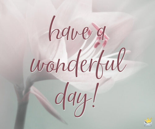 Have a wonderful day.