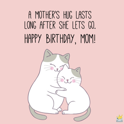 Birthday quote for mom on image with illustration of cats.