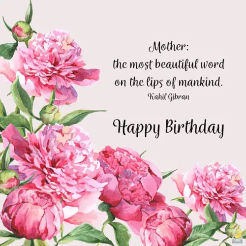 Birthday quote on vintage floral image you can share with her.