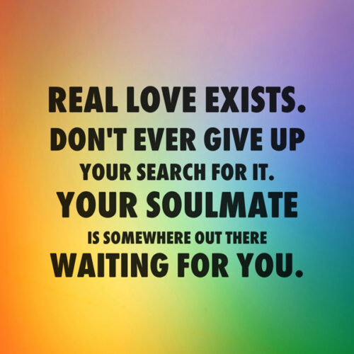 Finding love quote on image with abstract background.