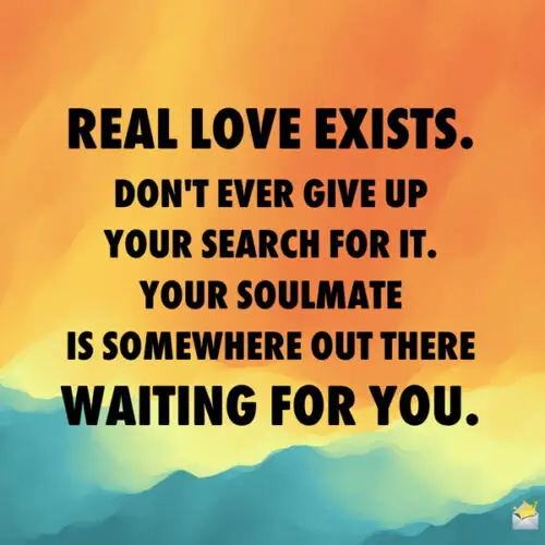 Finding love quote on image with abstract background.