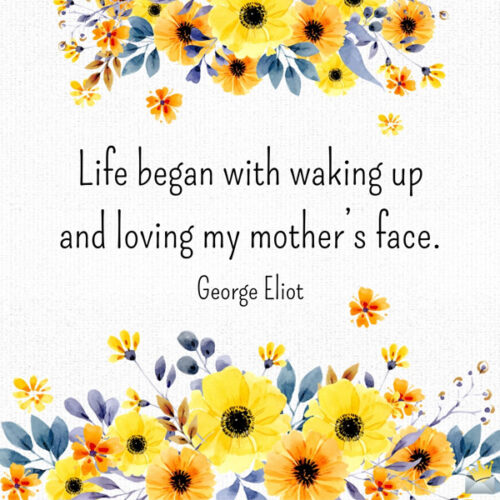 Life began with waking up and loving my mother's face. George Eliot