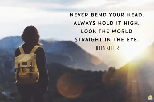 Good morning quote by Helen Keller for inspiration.