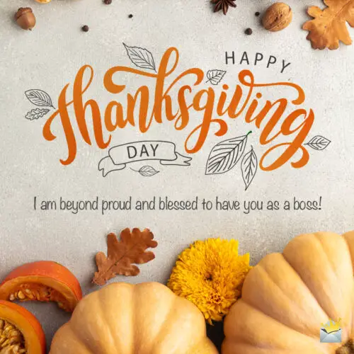 Happy Thanksgiving image with message for boss.
