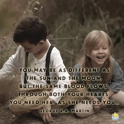 Siblings quote on image for sharing on chats and messages.