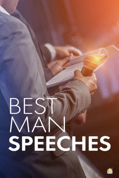 Best man speeches on image of man holding a microphone.