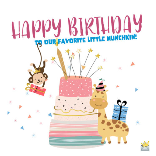 Cute illustration for the birthday of a baby girl or baby boy.