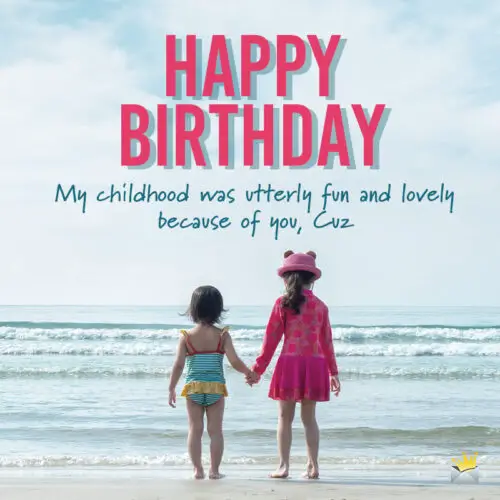 Happy Birthday for a cousin on images of kids holding hands.