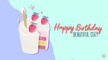 Happy Birthday for a cousin on illustration of cupcake.