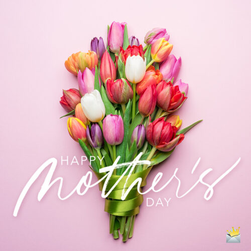 Happy mother's day message on image with flowers.