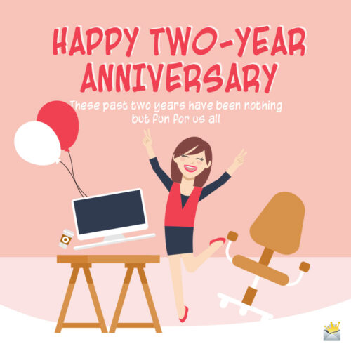 Happy work anniversary wish on an image to share.