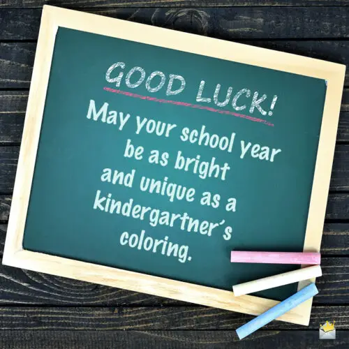 Good luck image with a wish for school.