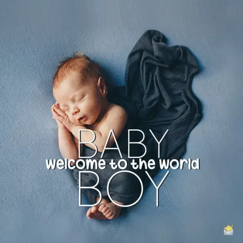 Congratulations on the birth of a new baby on photo of baby boy.