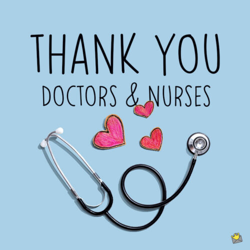 Thank you image for doctors and nurses.